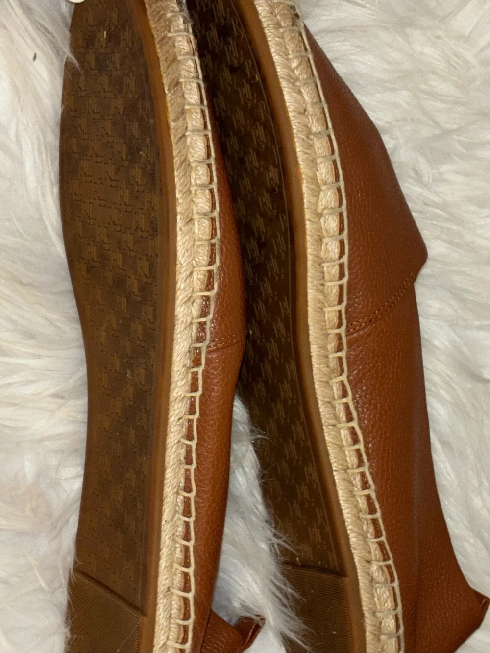 Lauren Ralph Lauren Cameryn espadrille flat in tan tumbled leather Sz 10